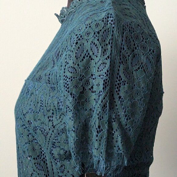 NWT Elegant Wedding Guest Lace Dress GreenShort Sleeve Dress -- Size M - Picture 9 of 12